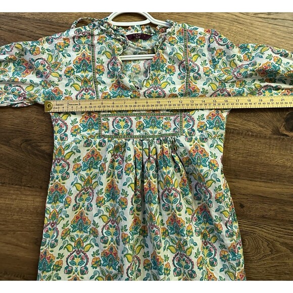 SAKI 100% Cotton Boho Floral Peasant Dress Women’s Small Cottagecore Tiered Midi - Picture 7 of 9